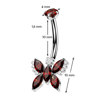 TIT1385-R Piercing do pupíku - TITAN, červená barva