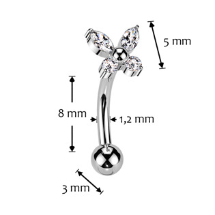 TIT1395-1208 PUSH IN piercing k do obočí TITAN, 1,2 x 8 mm