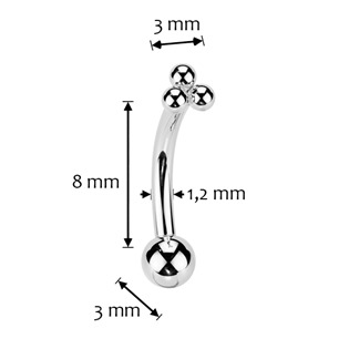 TIT1396-1208 PUSH IN piercing k do obočí TITAN, 1,2 x 8 mm