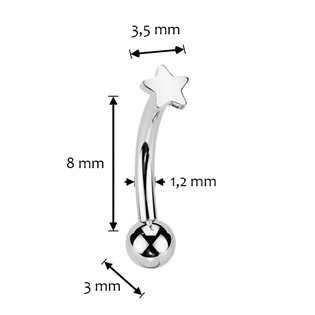 TIT1398-1208 PUSH IN piercing k do obočí TITAN, 1,2 x 8 mm