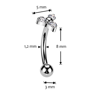 TIT1399-1208 PUSH IN piercing k do obočí TITAN, 1,2 x 8 mm