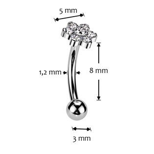 TIT1400-1208 PUSH IN piercing k do obočí TITAN, 1,2 x 8 mm