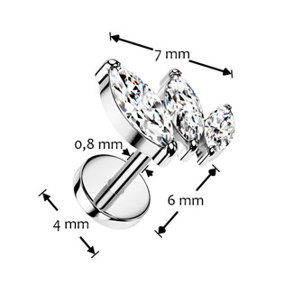 TIT1404-C Piercing do brady - PUSH IN labreta TITAN, čiré zirkony