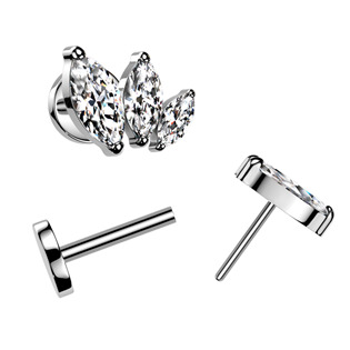 TIT1404-C Piercing do brady - PUSH IN labreta TITAN, čiré zirkony