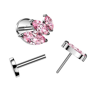 TIT1404-P Piercing do brady - PUSH IN labreta TITAN, růžové zirkony