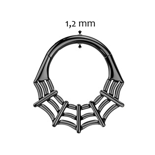 TIT1433-1210 Černý segment kruh pavučina - helix / cartilage / tragus piercing TITAN