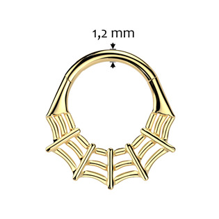 TIT1434-1210 Zlacený segment kruh pavučina - helix / cartilage / tragus piercing TITAN