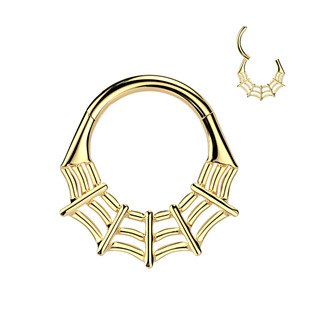 TIT1434-1210 Zlacený segment kruh pavučina - helix / cartilage / tragus piercing TITAN