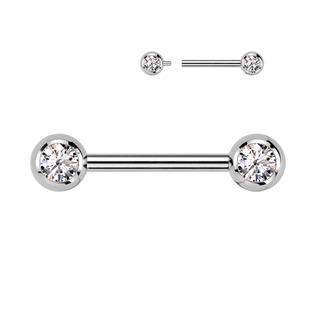 TIT1435-C Piercing do bradavky TITAN, čiré zirkony
