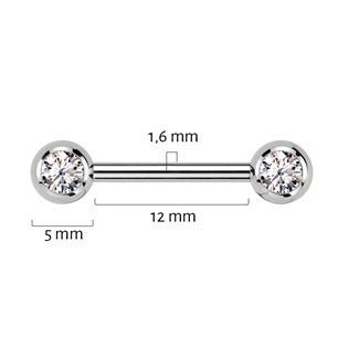 TIT1435-C Piercing do bradavky TITAN, čiré zirkony