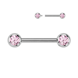 TIT1435-P Piercing do bradavky TITAN, růžové zirkony