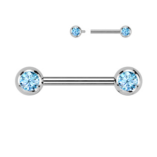 TIT1435-Q Piercing do bradavky TITAN, tyrkysové zirkony