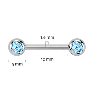 TIT1435-Q Piercing do bradavky TITAN, tyrkysové zirkony