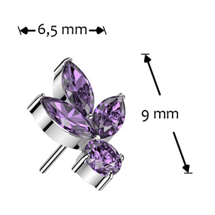 TIT1507-A Ozdobná část k PUSH IN piercingu TITAN, fialové zirkony