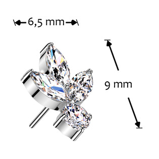 TIT1507-C Ozdobná část k PUSH IN piercingu TITAN, čiré zirkony