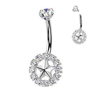 TIT1549-C Piercing do pupíku s hvězdou TITAN