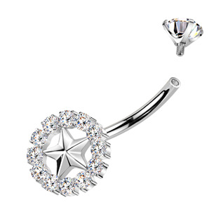 TIT1549-C Piercing do pupíku s hvězdou TITAN
