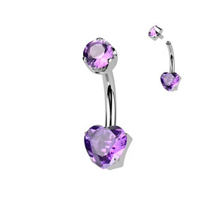 TIT1555 Piercing do pupíku srdíčko - TITAN, Amethyst