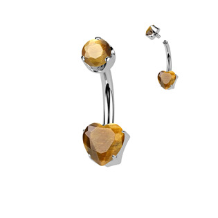 TIT1559 Piercing do pupíku srdíčko - TITAN, Tygří oko