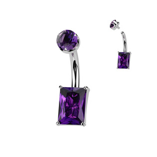 TIT1578 Piercing do pupíku obdélník - TITAN, Amethyst