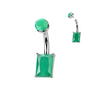 TIT1582 Piercing do pupíku obdélník - TITAN, Green Onyx