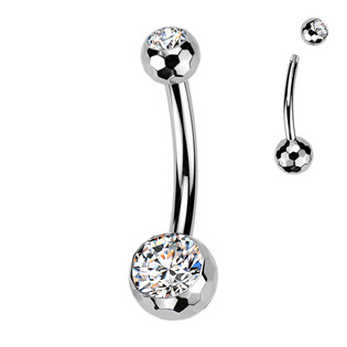 TIT1594 Piercing do pupíku banánek malý - TITAN, kuličky 4 a 6 mm