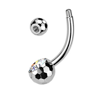 TIT1594 Piercing do pupíku banánek malý - TITAN, kuličky 4 a 6 mm
