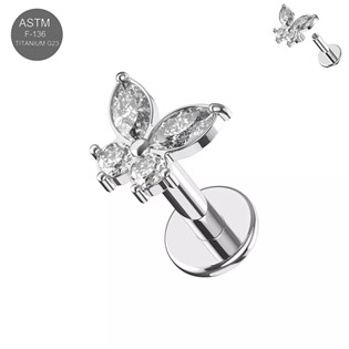 TIT1598 Piercing do brady motýlek - labreta titan
