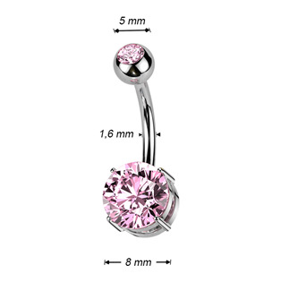 TIT1604-P Piercing do pupíku - TITAN, barva: růžová