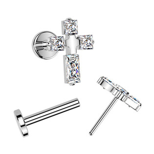 TIT1631 Piercing do brady křížek - PUSH IN labreta TITAN