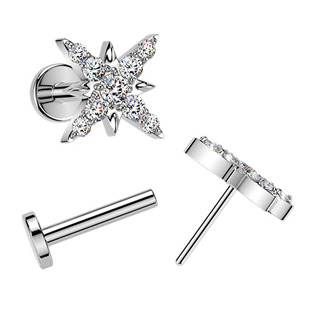TIT1634 Piercing do brady hvězdička - PUSH IN labreta TITAN