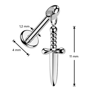 TIT1640-1206 Piercing do ucha - labreta dýka TITAN, 1,2 x 6 mm