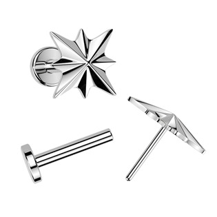 TIT1644 Piercing do brady hvězdička - PUSH IN labreta TITAN