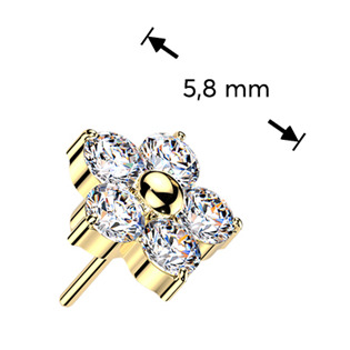 TIT1652-GDC Zlacená ozdobná část k PUSH IN piercingu TITAN