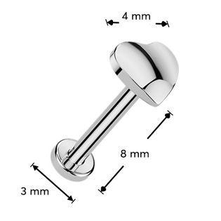 TIT1680 Piercing do brady srdíčko - PUSH IN labreta TITAN