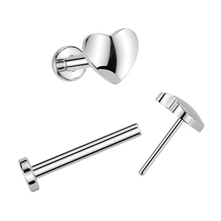 TIT1680 Piercing do brady srdíčko - PUSH IN labreta TITAN