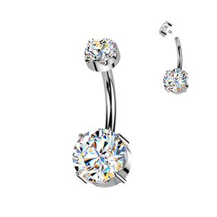 TM001 Luxusní piercing do pupíku s Moissanity 2.50ct, TITAN