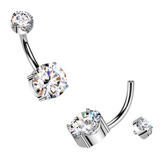 TM001 Luxusní piercing do pupíku s Moissanity 2.50ct, TITAN
