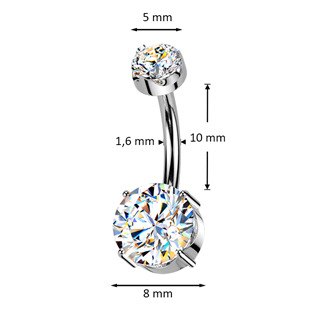 TM001 Luxusní piercing do pupíku s Moissanity 2.50ct, TITAN