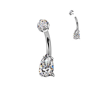 TM003 Luxusní piercing do pupíku s Moissanity 1.25ct, TITAN