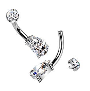 TM003 Luxusní piercing do pupíku s Moissanity 1.25ct, TITAN