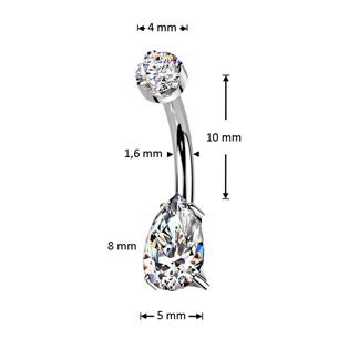 TM003 Luxusní piercing do pupíku s Moissanity 1.25ct, TITAN