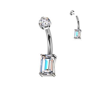 TM004 Luxusní piercing do pupíku s Moissanity 1.25ct, TITAN