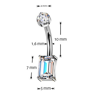 TM004 Luxusní piercing do pupíku s Moissanity 1.25ct, TITAN