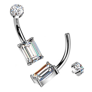 TM004 Luxusní piercing do pupíku s Moissanity 1.25ct, TITAN