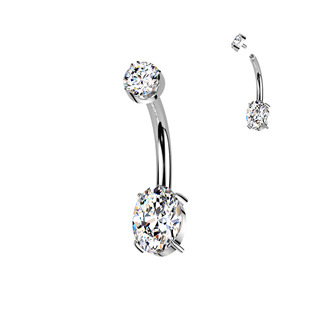 TM005 Luxusní piercing do pupíku s Moissanity 1.25ct, TITAN