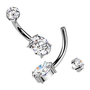 TM005 Luxusní piercing do pupíku s Moissanity 1.25ct, TITAN