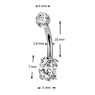 TM005 Luxusní piercing do pupíku s Moissanity 1.25ct, TITAN