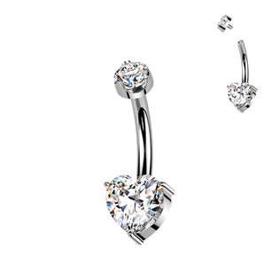 TM007-S Luxusní piercing do pupíku s Moissanity 1.00ct, TITAN