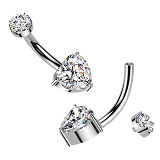 TM007-S Luxusní piercing do pupíku s Moissanity 1.00ct, TITAN
